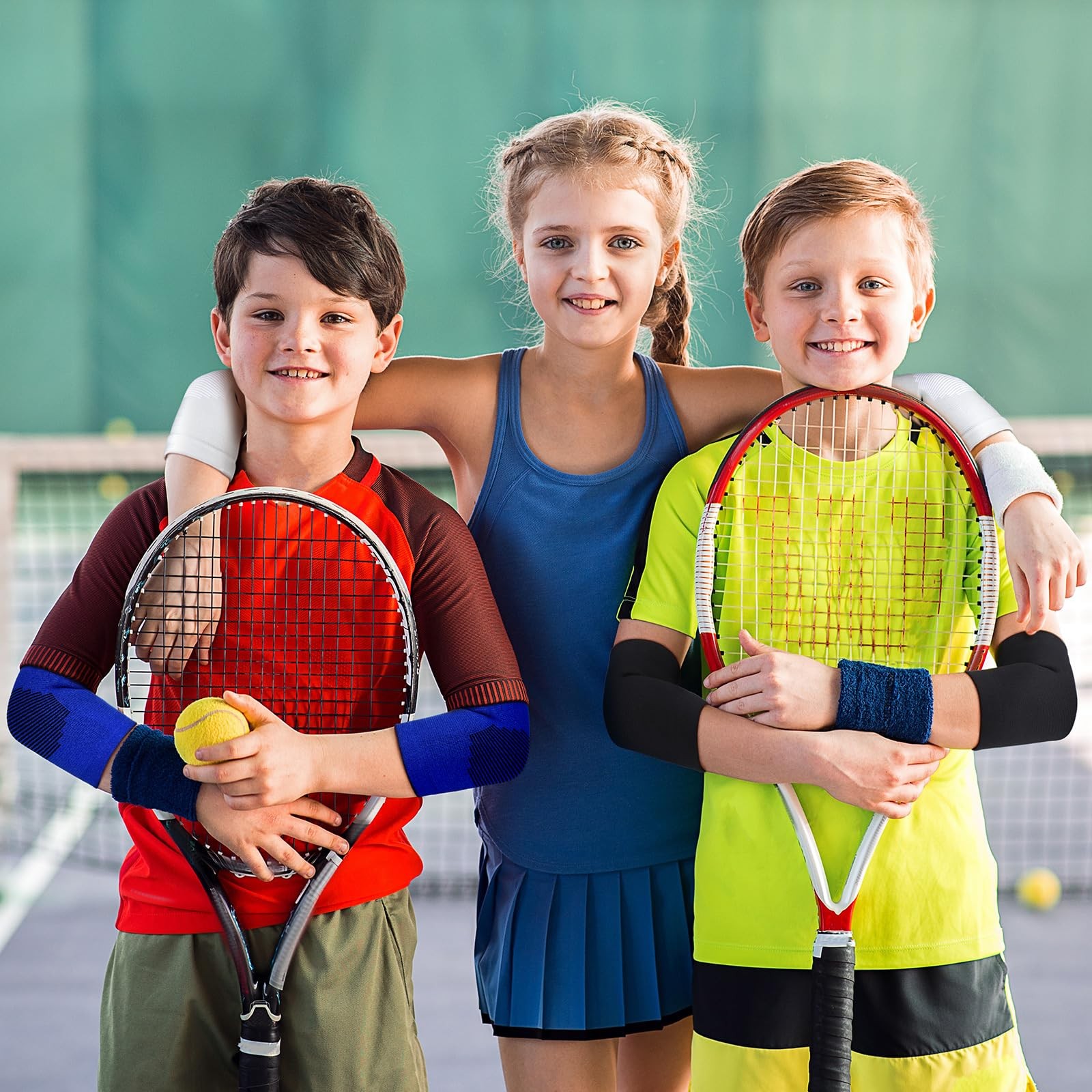 4 Pairs Kids Elbow Brace Compression Sleeve Knit Guard 812 Years Black