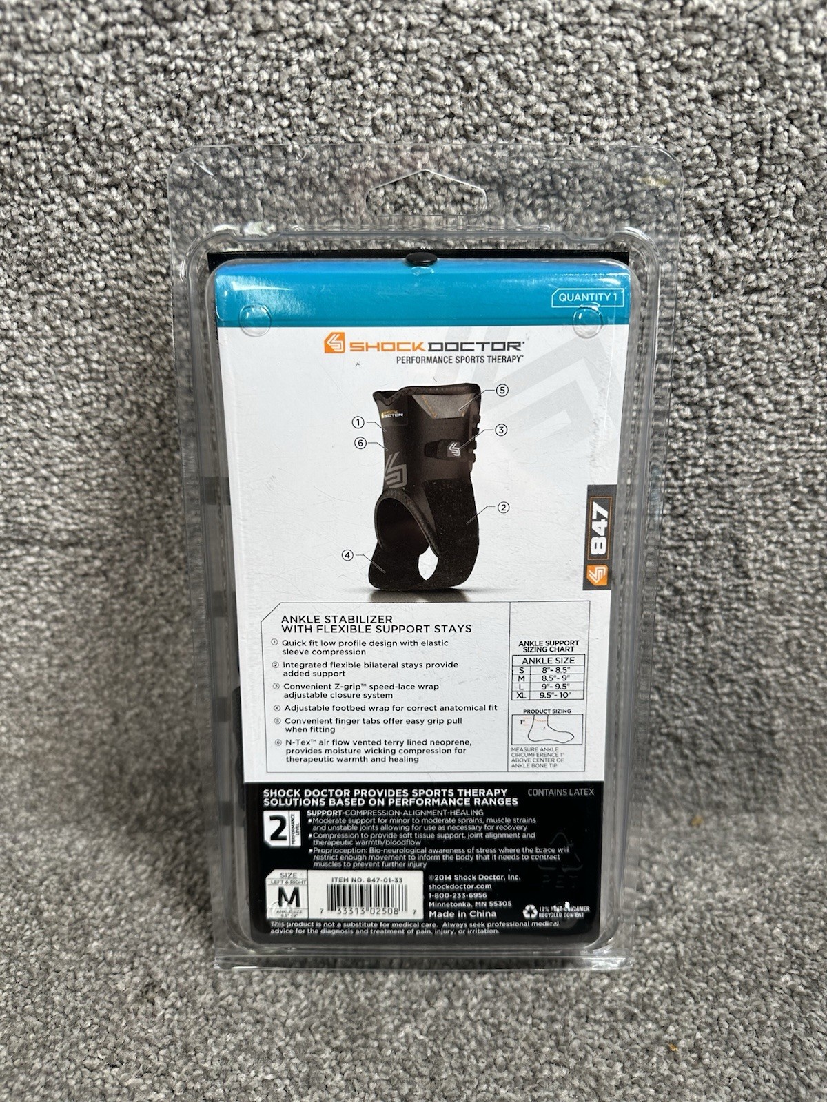 Ankle Stabilizer with Flexible Support Stays (Black, Medium)
