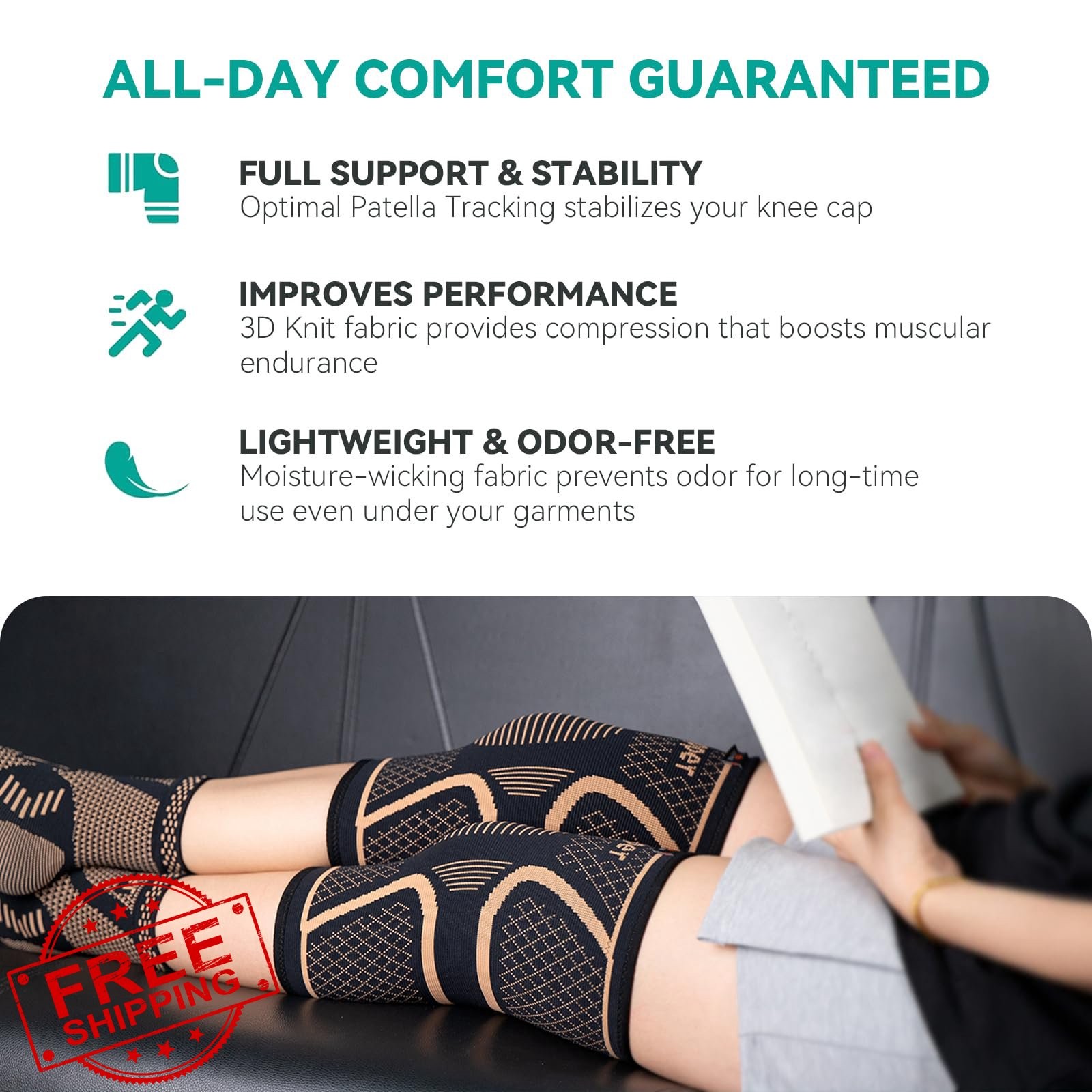 INDEEMAX Copper Knee Brace Medium 2 Pack