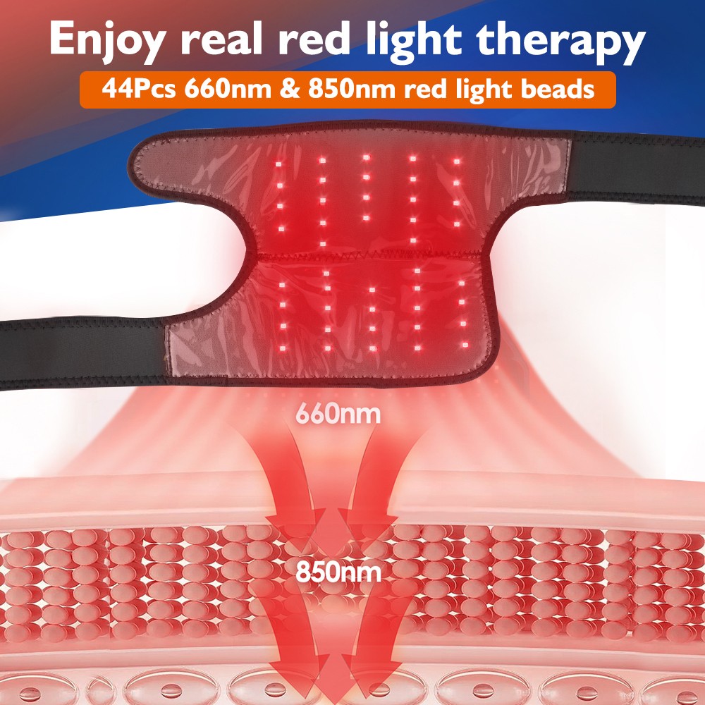 660nm Red Light & 850nm Near Infrared Light Therapy Heated Knee Massage Brace