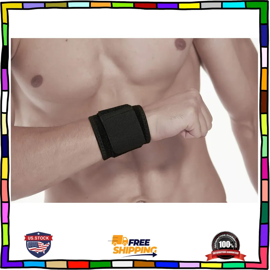 2 Pack Adjustable Wrist Support Braces for Weightlifting Carpal Tunnel Black