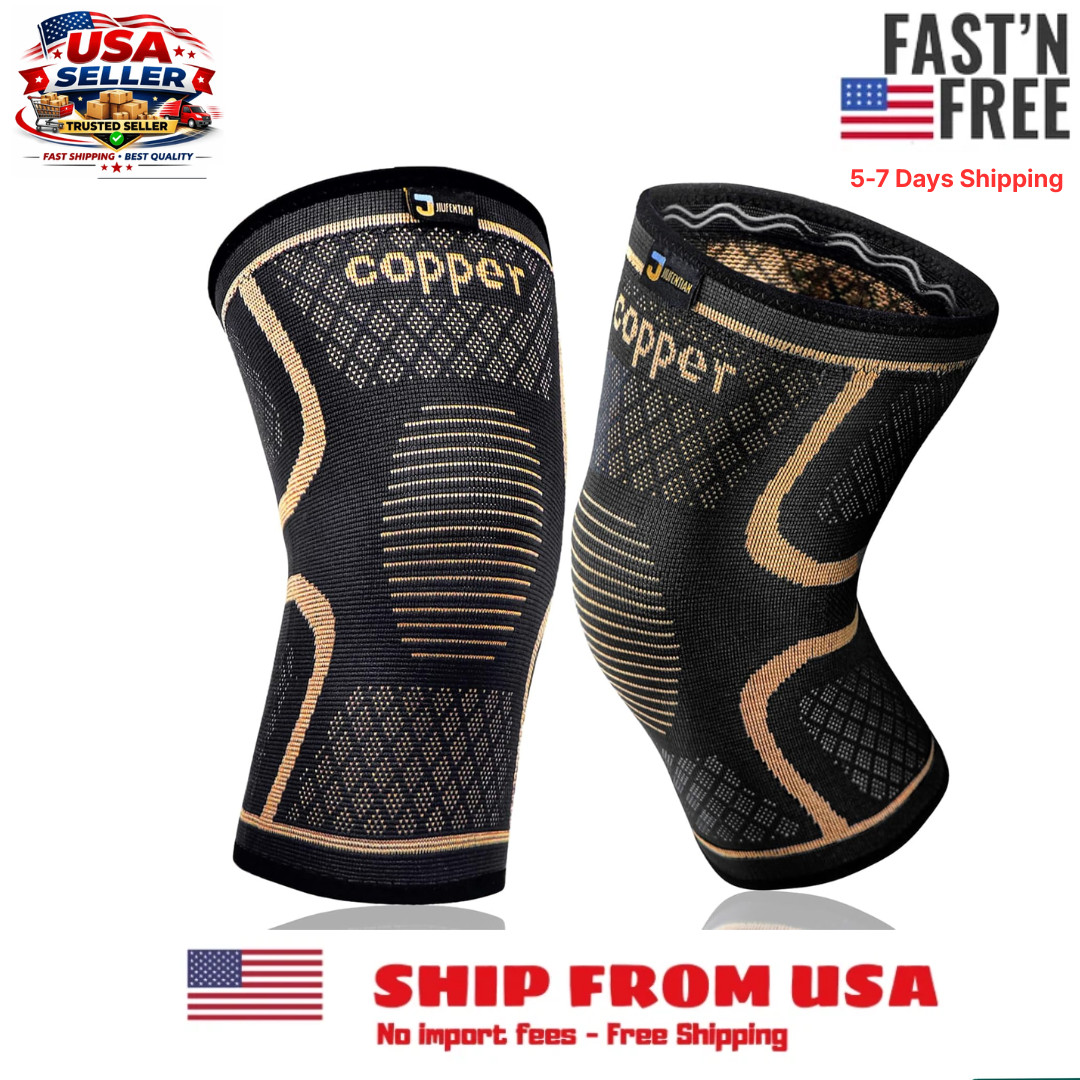 Copper Knee Braces for Men and Women (2 Pack) -Knee Supports Copper Compression