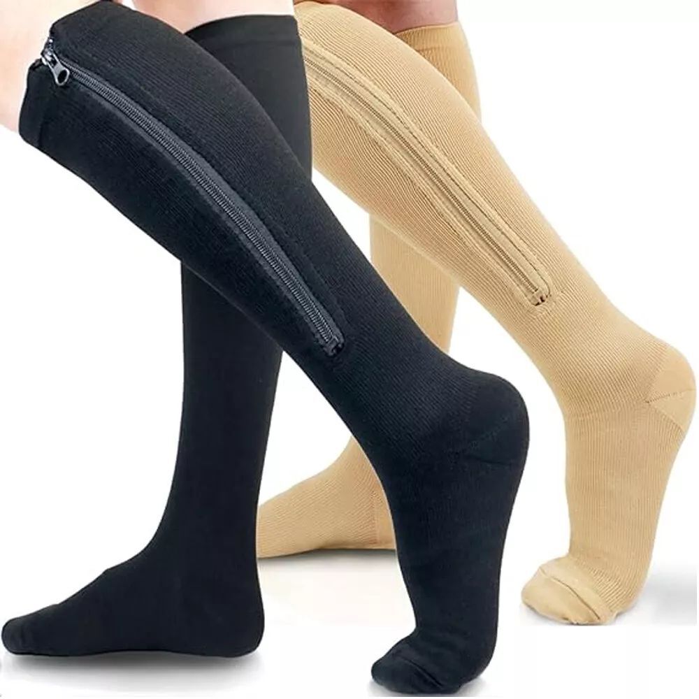 Zipper Compression Socks Closed Toe 20-30 mmHg Leg Circulation Pressure Support-