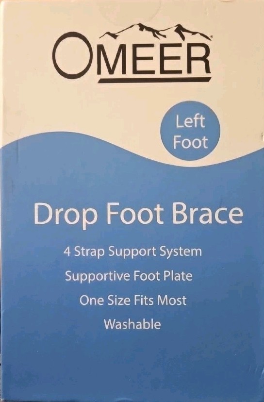 Omeer Left Foot AFO Drop Foot Brace For Walking With Shoes, Socks, Or Barefoot