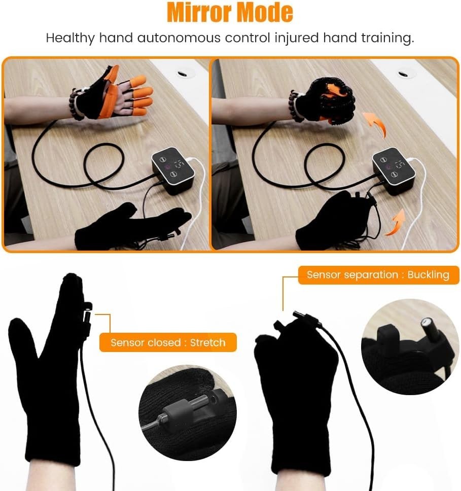 Stroke Recovery Robot Gloves: Hemiplegia Hand Rehab, L Right, 5 Intensity Levels