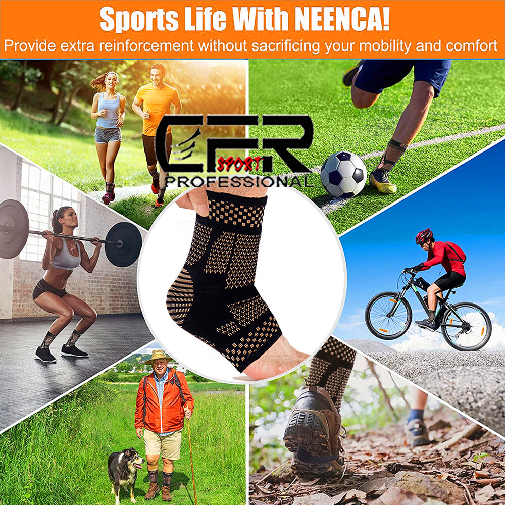 Copper Ankle Brace Support Compression Sleeve Socks Foot Fasciitis Pain Wrap CFR