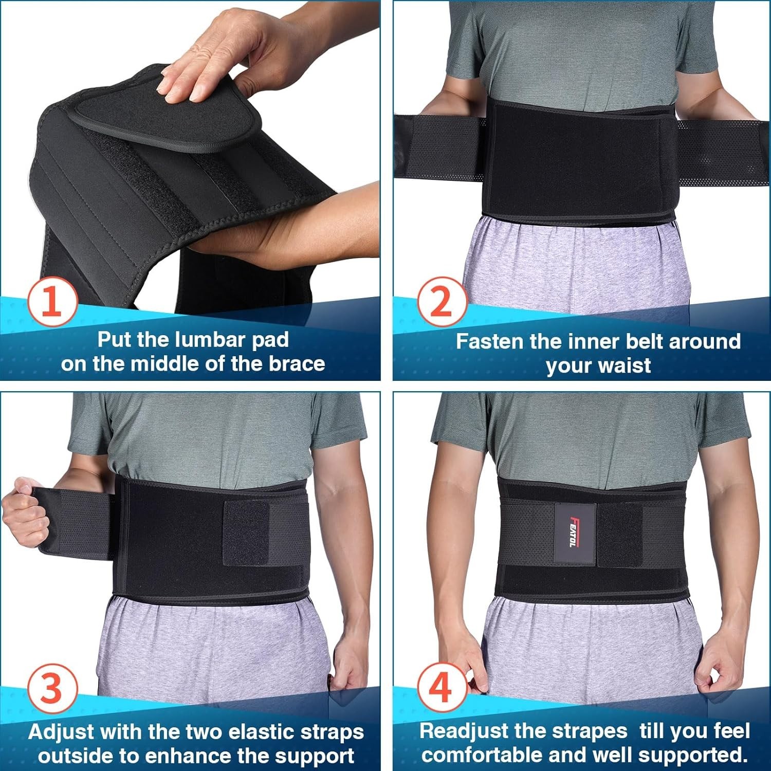 Back Brace for Lower Back Pain, Back Support Belt for Women & Men, Breathable…