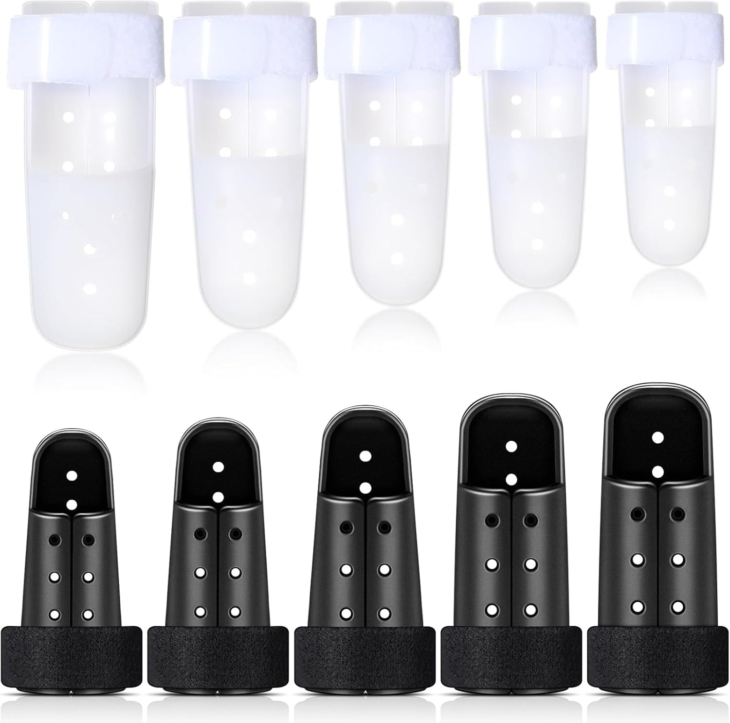 10 Pcs Mallet Finger Splint Thumb Splint 5 Size Finger Support Brace White/Black