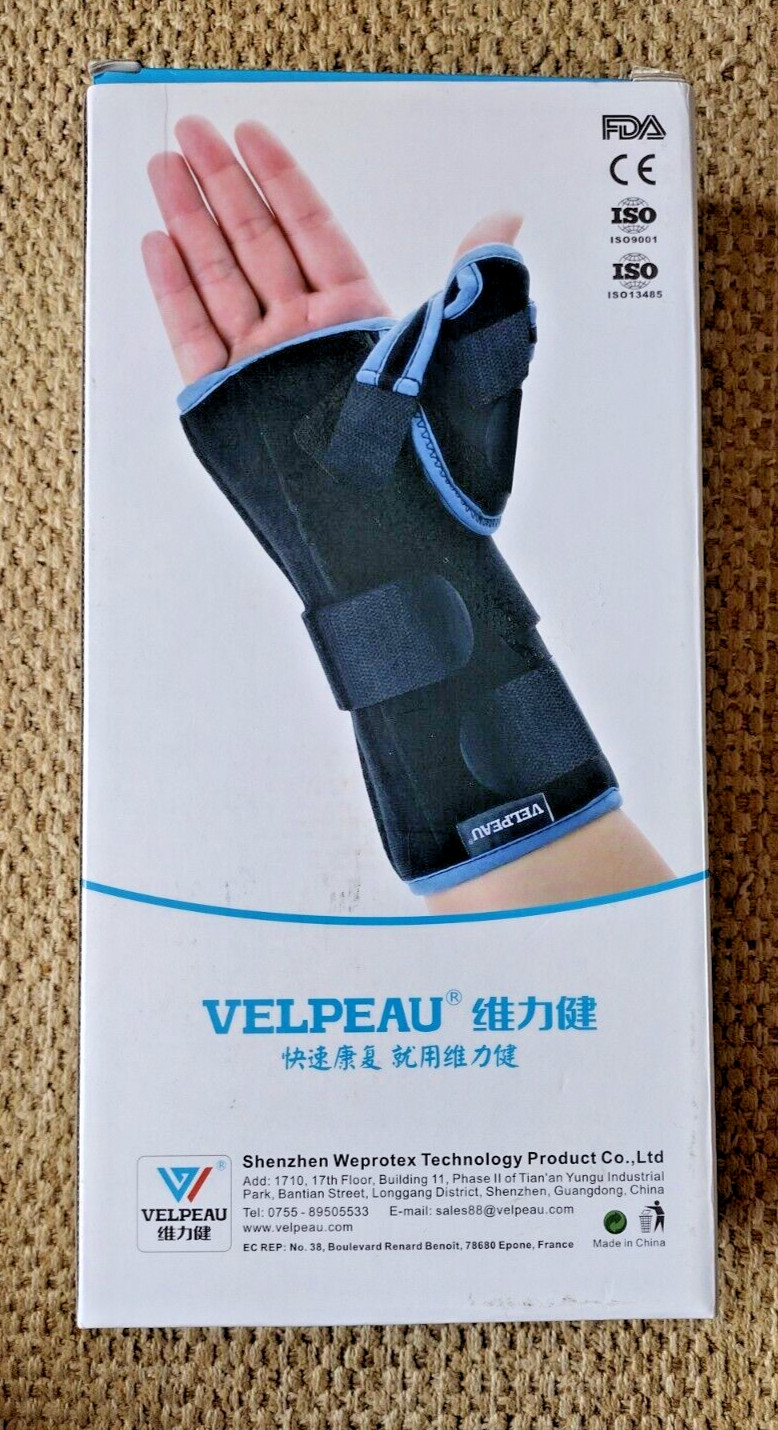 VELPEAU Wrist Brace with Thumb Spica Splint Support Left Hand Size Medium