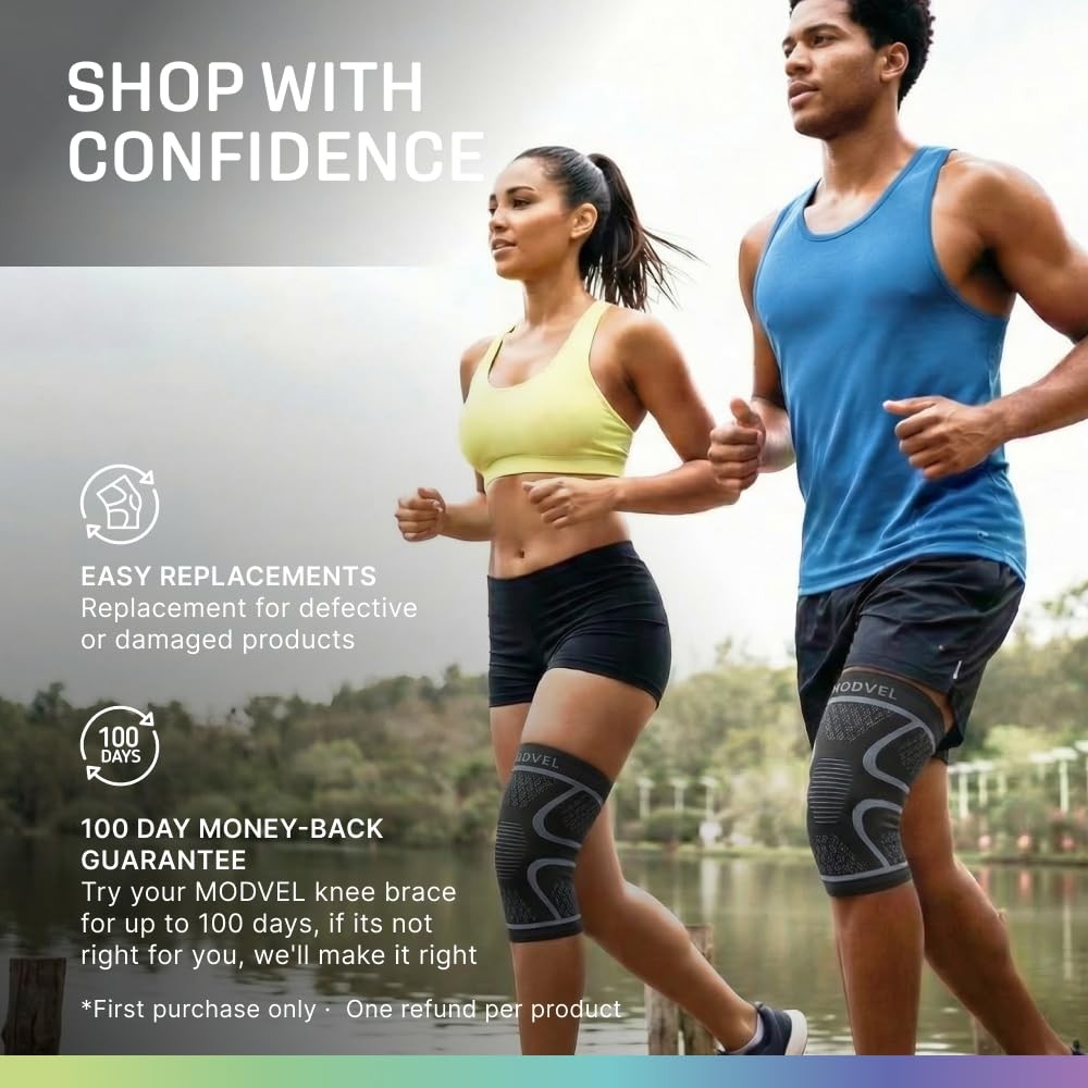 2 Pack Knee Brace for Women & Men – Workout Knees Compression Sleeve for Knee…