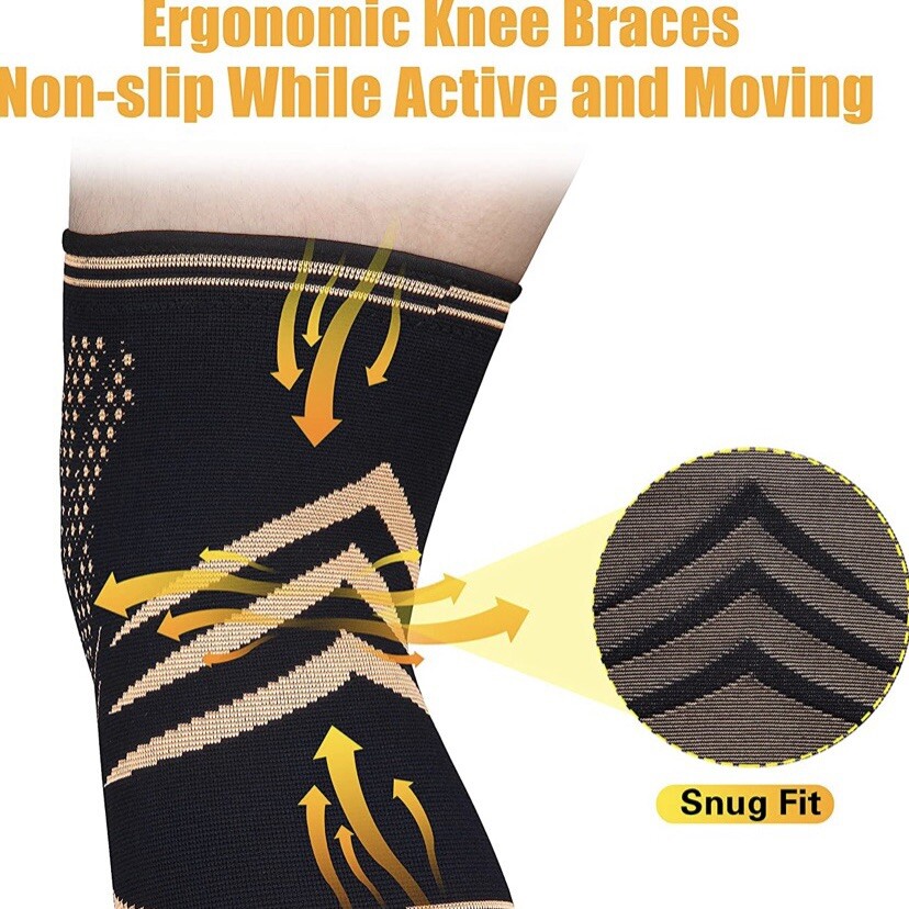 2 Knee Brace Sleeve Compression Support Sport Gym Joint Pain Arthritis Relief M