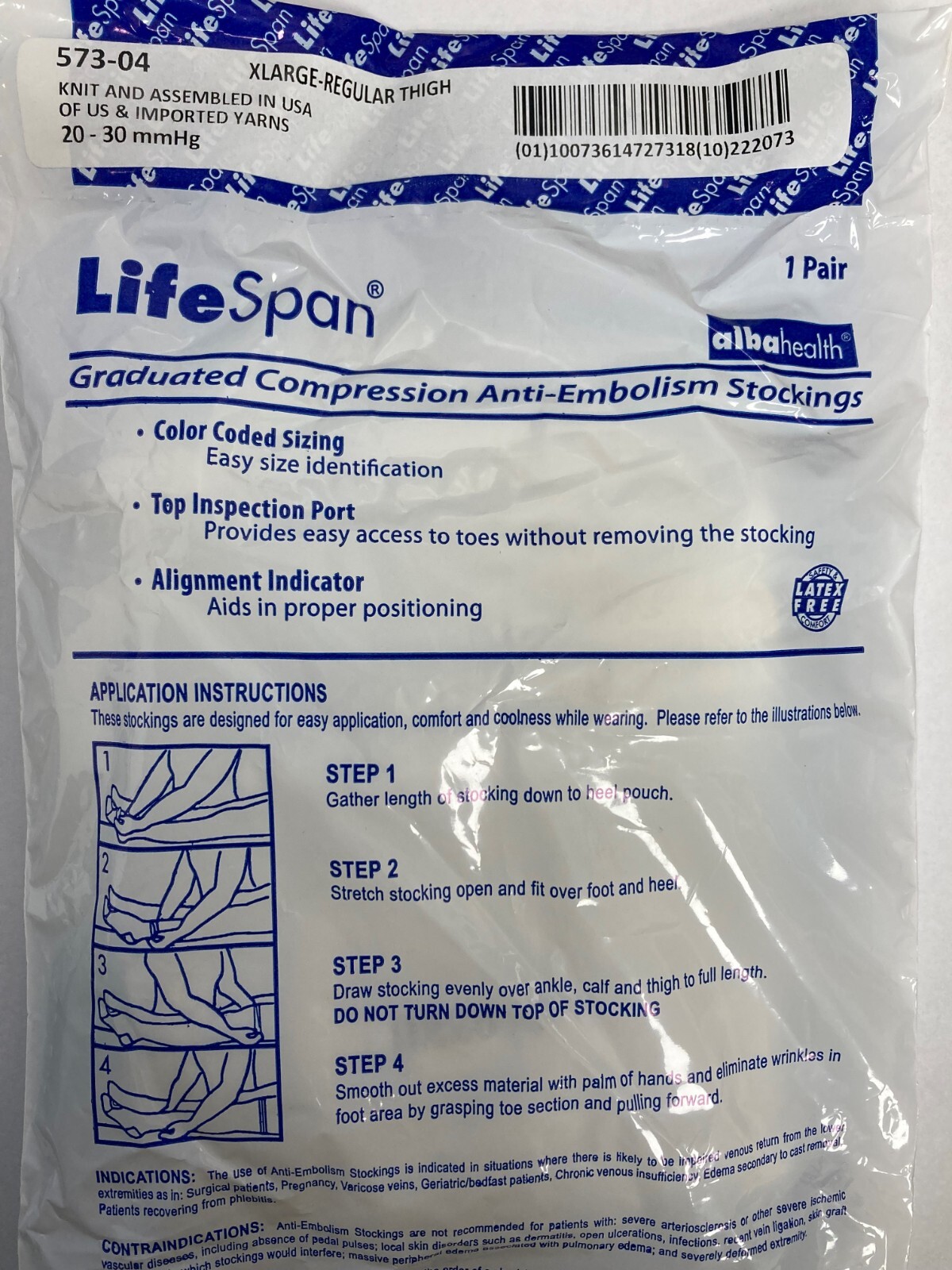 Case of 12 LifeSpan 573-04 Anti-Embolism Stockings XLarge Reg Thigh