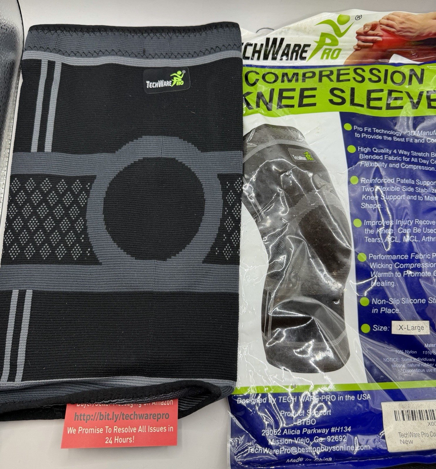 TechWare Pro Compression Knee Sleeve Size X-Large
