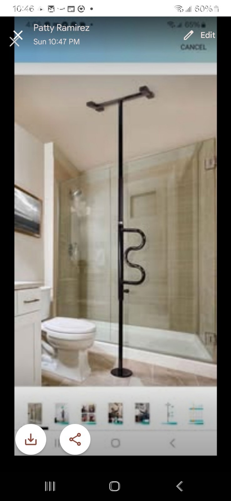elderly support pole for bath or daily living