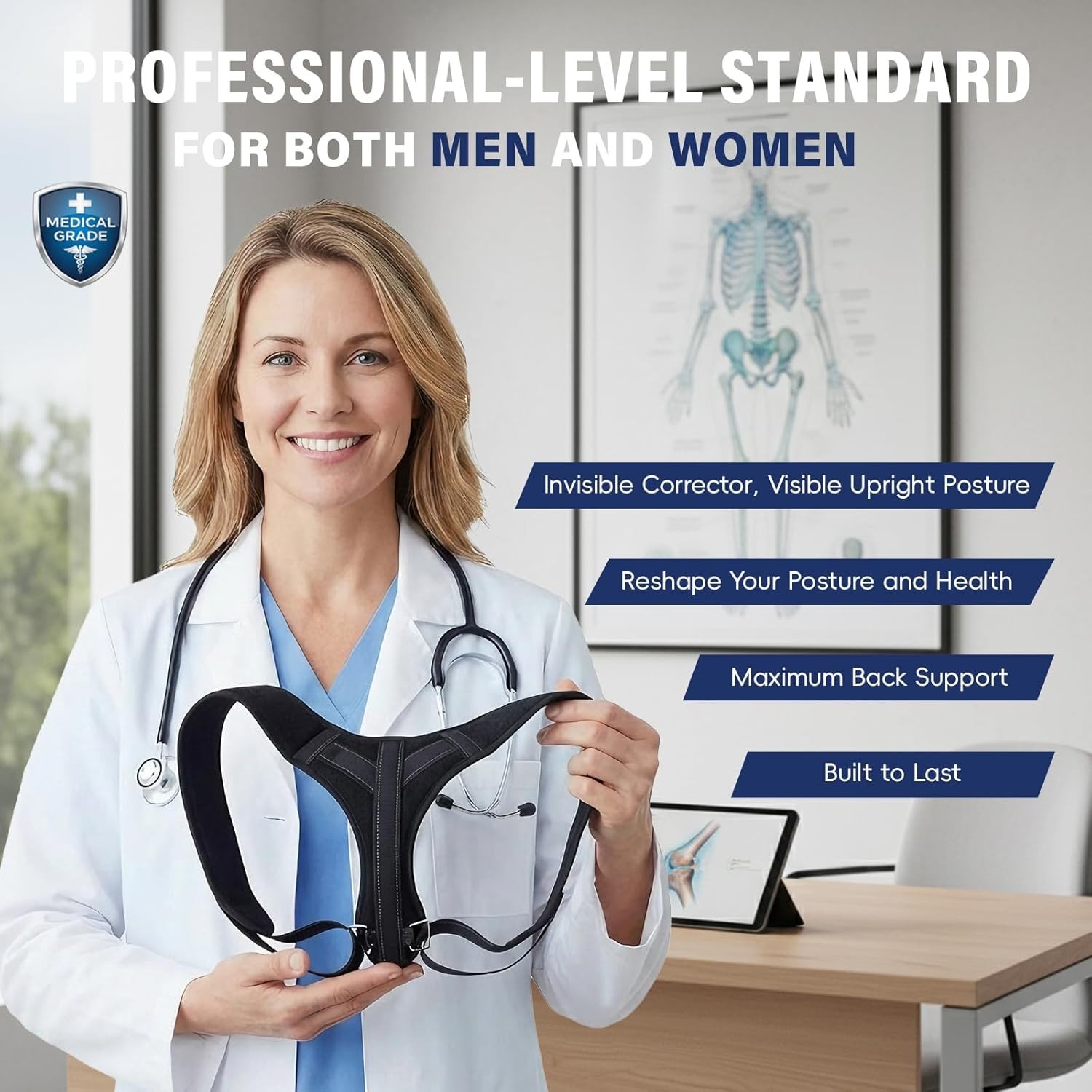 Soporte De Espalda Superior Ajustable Corrector De Postura Para Mujer y Hombres