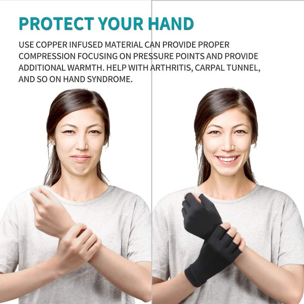 Copper Compression Arthritis Gloves for Computer Typing Daily Work Hands Support