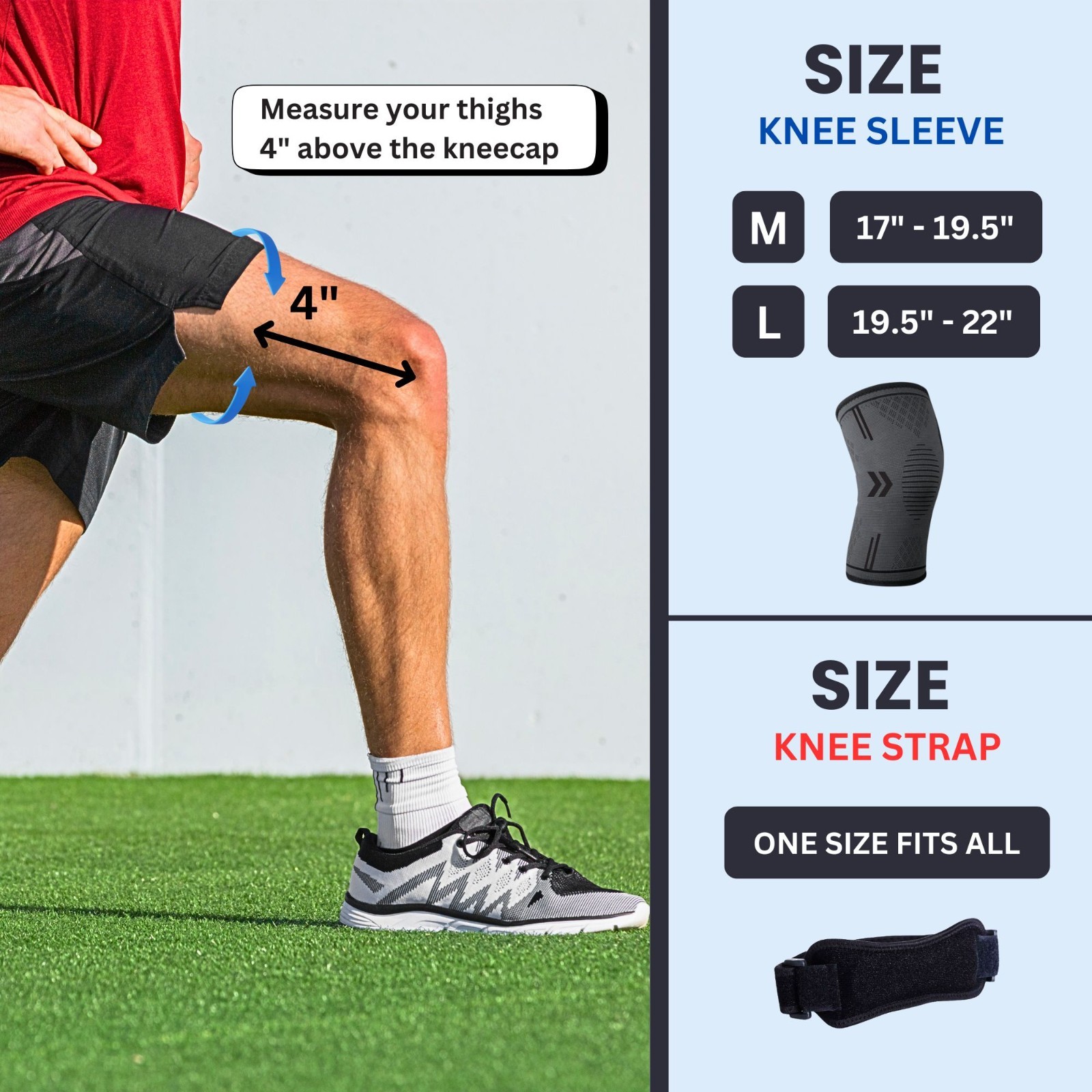 4 Pack Set Knee Sleeves with Patella Straps Compression Support Brace Relief