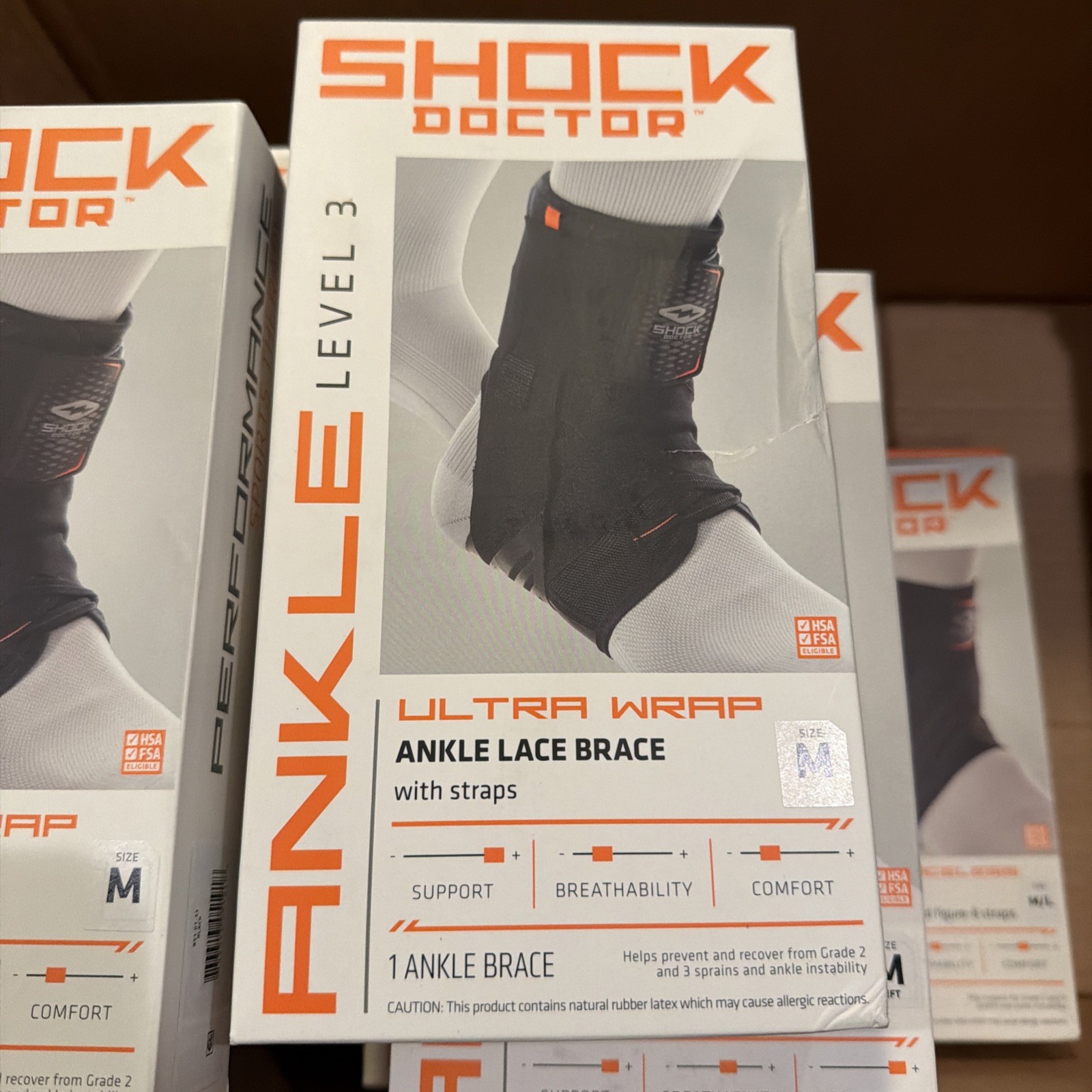 Shock Doctor Ultra Wrap Ankle lace Brace W/Strap, Level 3, Size medium 8.5-9