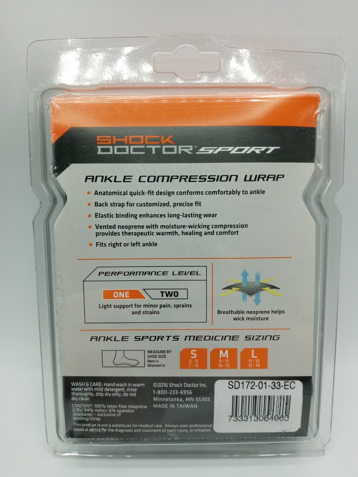 Shock Doctor Sport: Ankle Compression Wrap(Medium) Performance Level 1 *NEW*