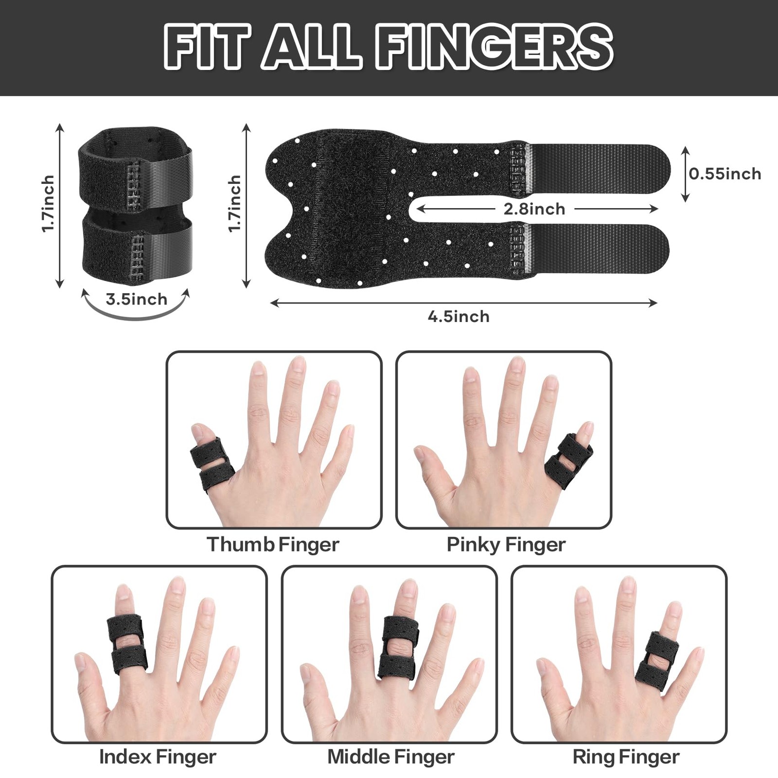 Wisesso Trigger Thumb Splints, Finger Splint for Short, Black