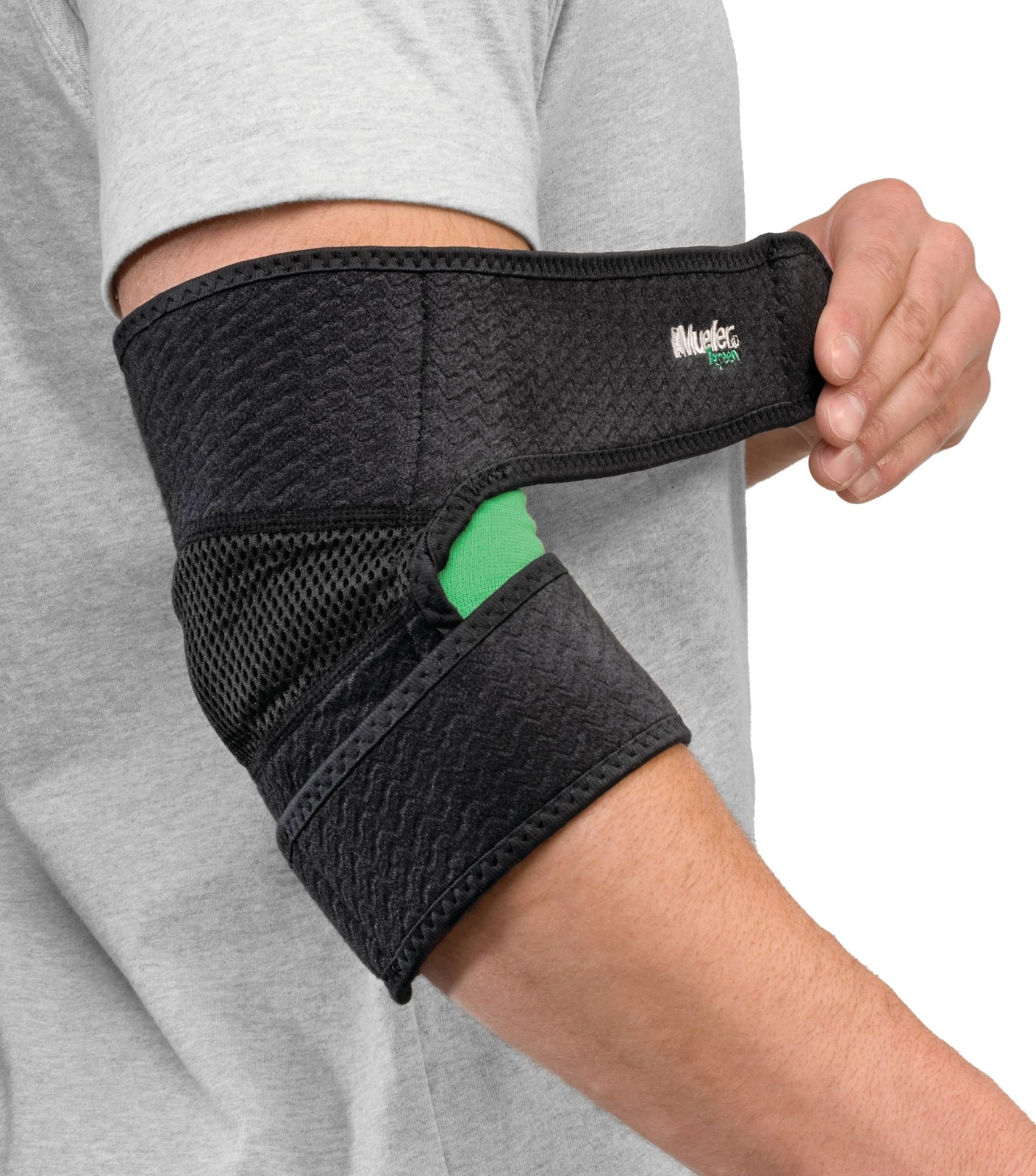 Mueller Green Adjustable Elbow Support, OSFM, Black