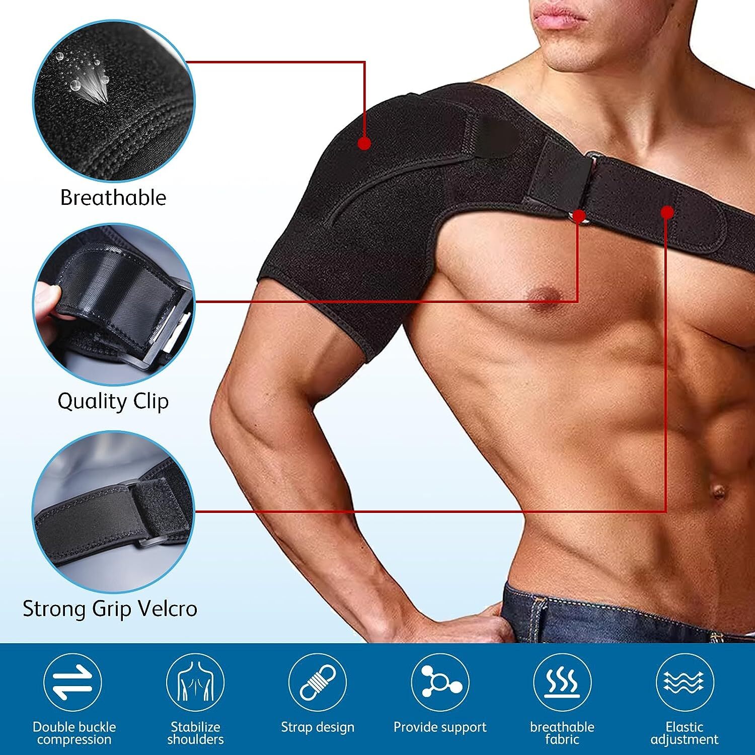 Shoulder Brace Torn Rotator Cuff Support Pain Relief Tendonitis Sleeve Wrap Gym