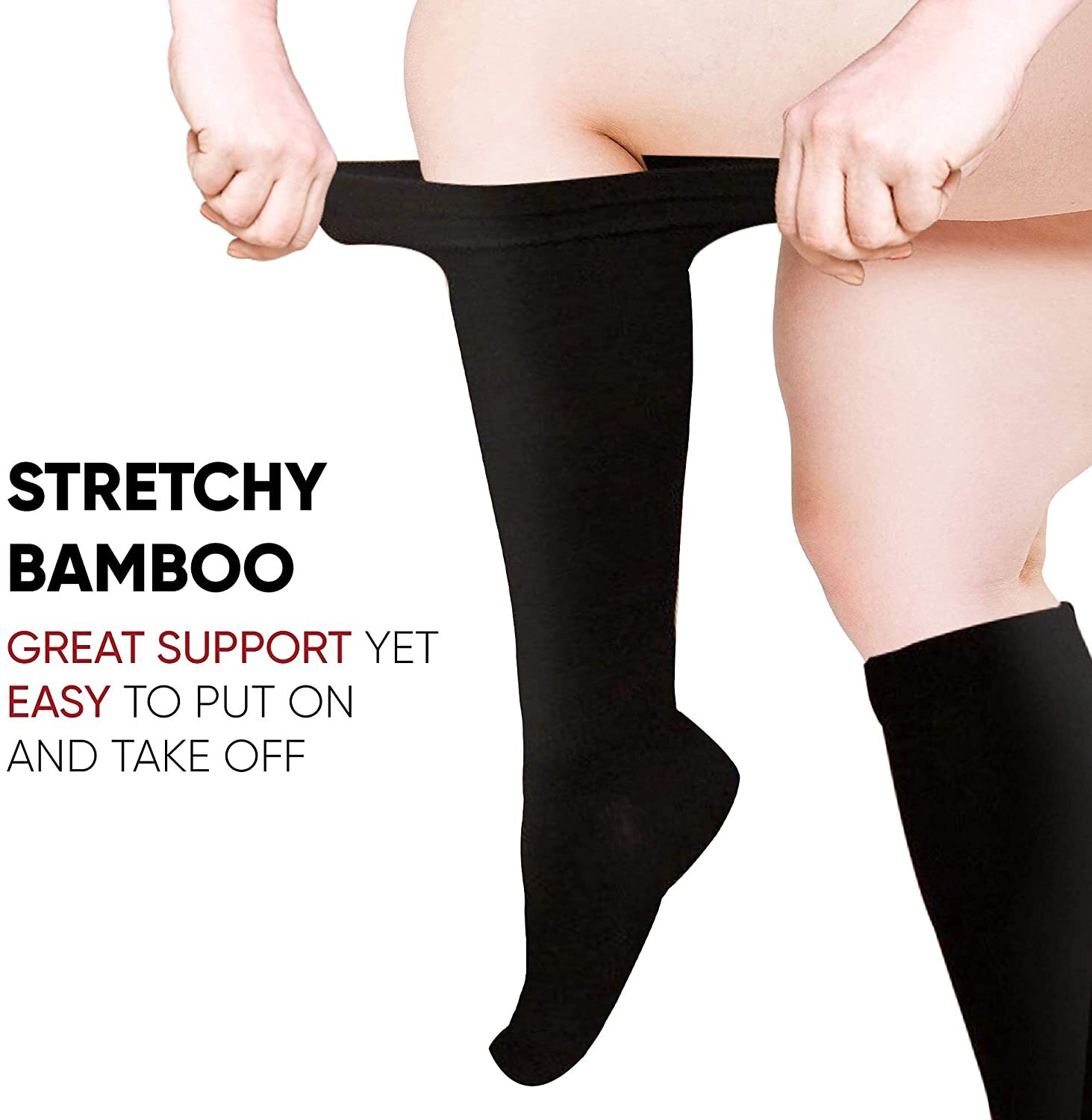 Plus Size XL-3XL Medical Graduated High Support Wide Calf Compression Socks