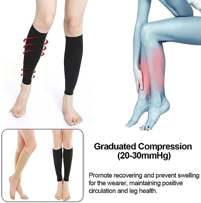GOTOTOP Calf Compression Sleeves for Men Women, Footless XX-Large, Skin Color