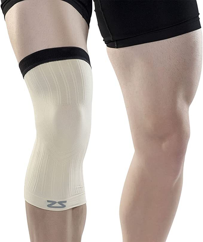 Zensah Compression Knee Sleeve, Knee Support, Beige/Black, Size S/M