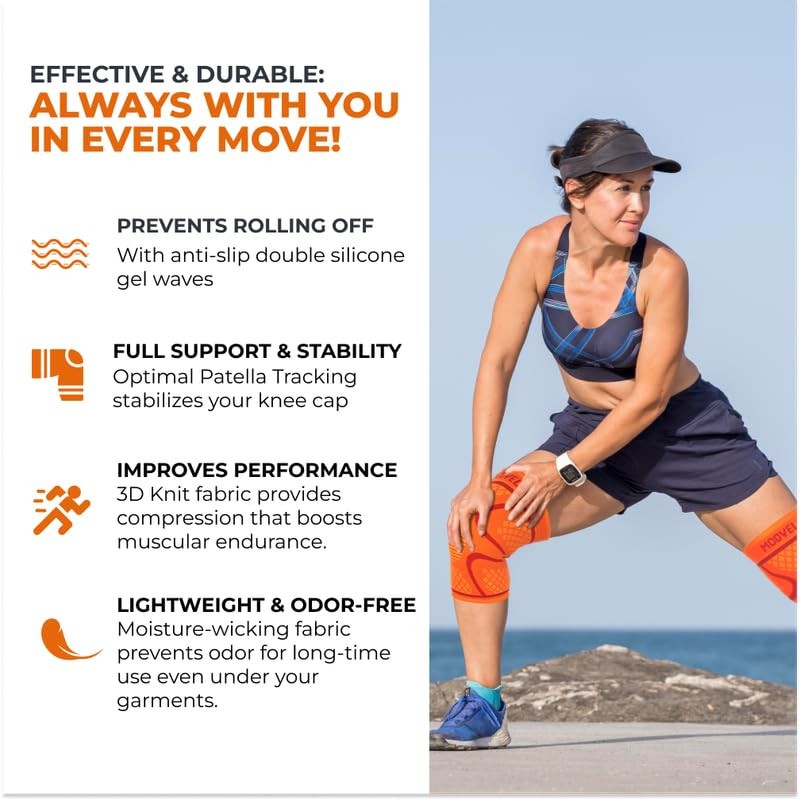 Modvel Compression Knee Brace for Women & Men, 2-Pack Medum-Orange-New