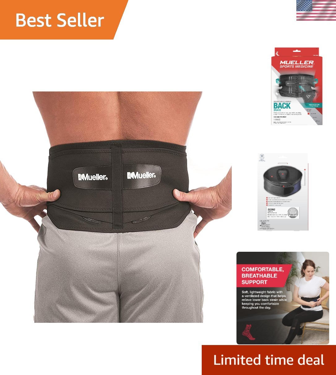 Ergonomic Lumbar Support Belt for Comfort and Pain Relief – One Size Fits Most