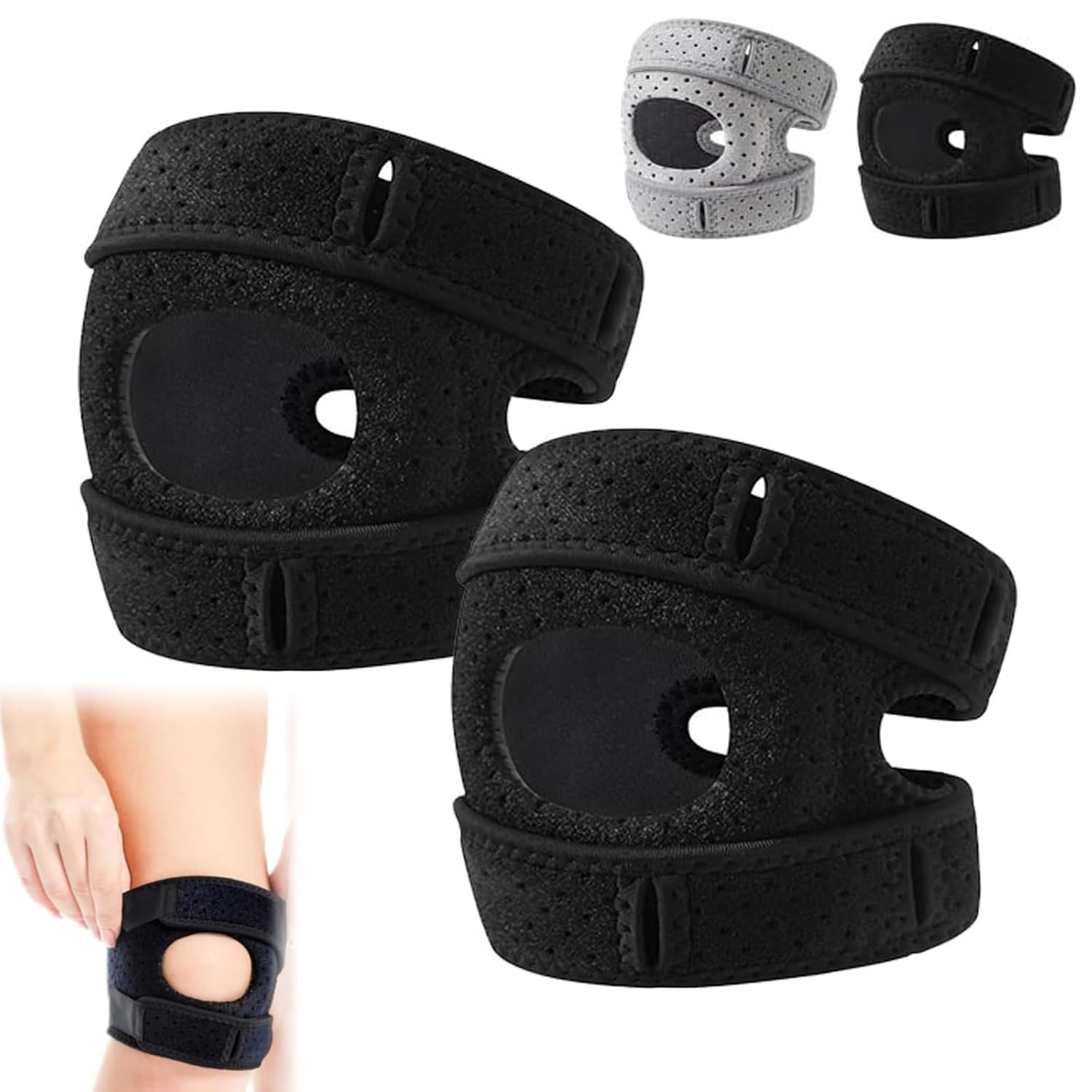 2Pcs Knee Brace, Patellar Pad Realign Knee Joint While You Move, Adjustable Tend