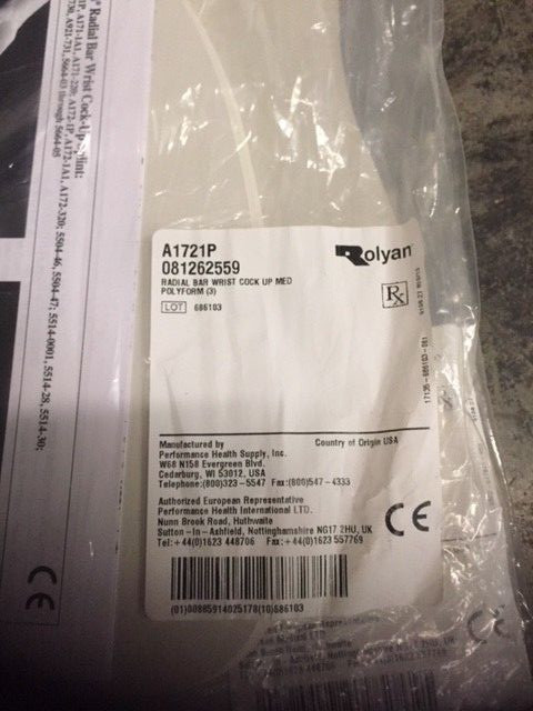 Rolyan A1721P Radial Bar Wrist Cock-Up Splint – Polyform Solid 1/8″ (Pack of 3)