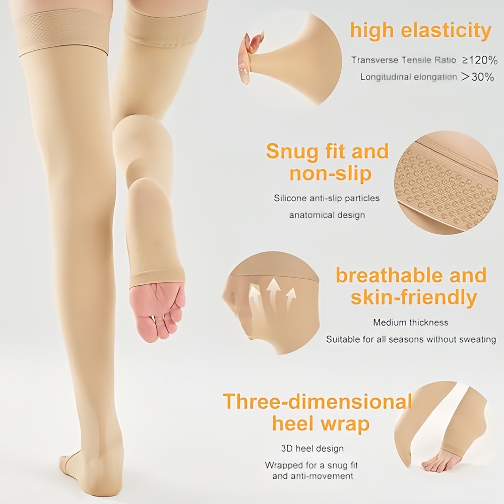 Compression Sleeve Calf Thigh Leg Support Brace High Stocking Sport Relief Gym