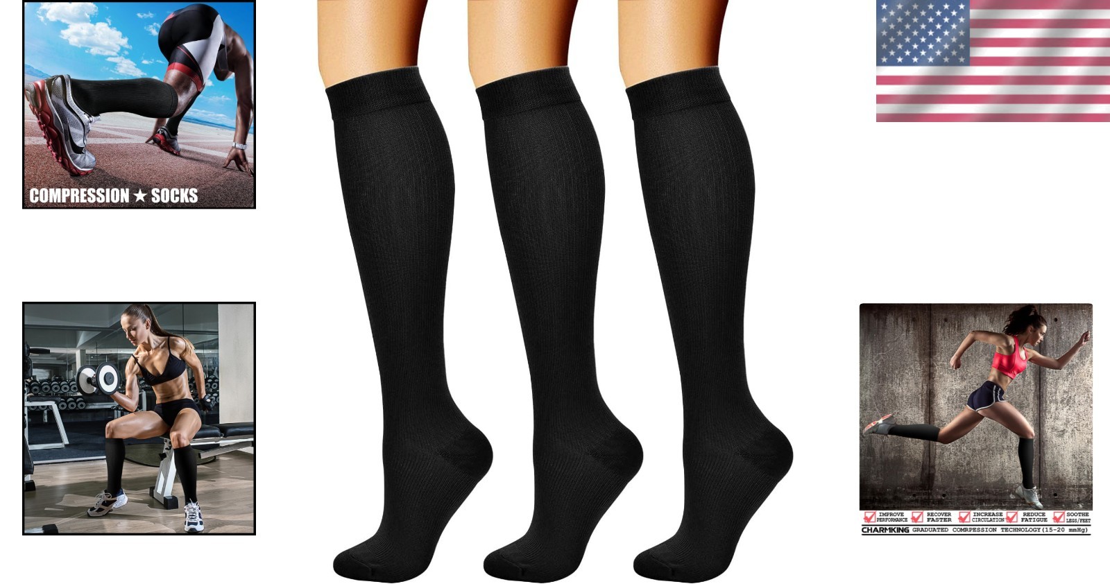 Ultimate Comfort Compression Socks for Men and Women 15 to 20 mmHg 3 Count