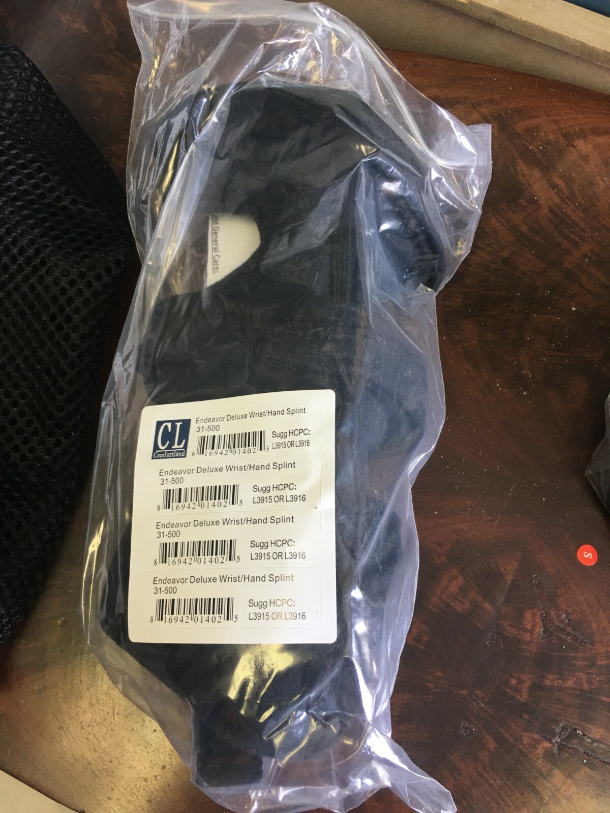 Comfortland Endeavor Deluxe Wrist/Hand Splint 31-500 Brace black w/mesh bag