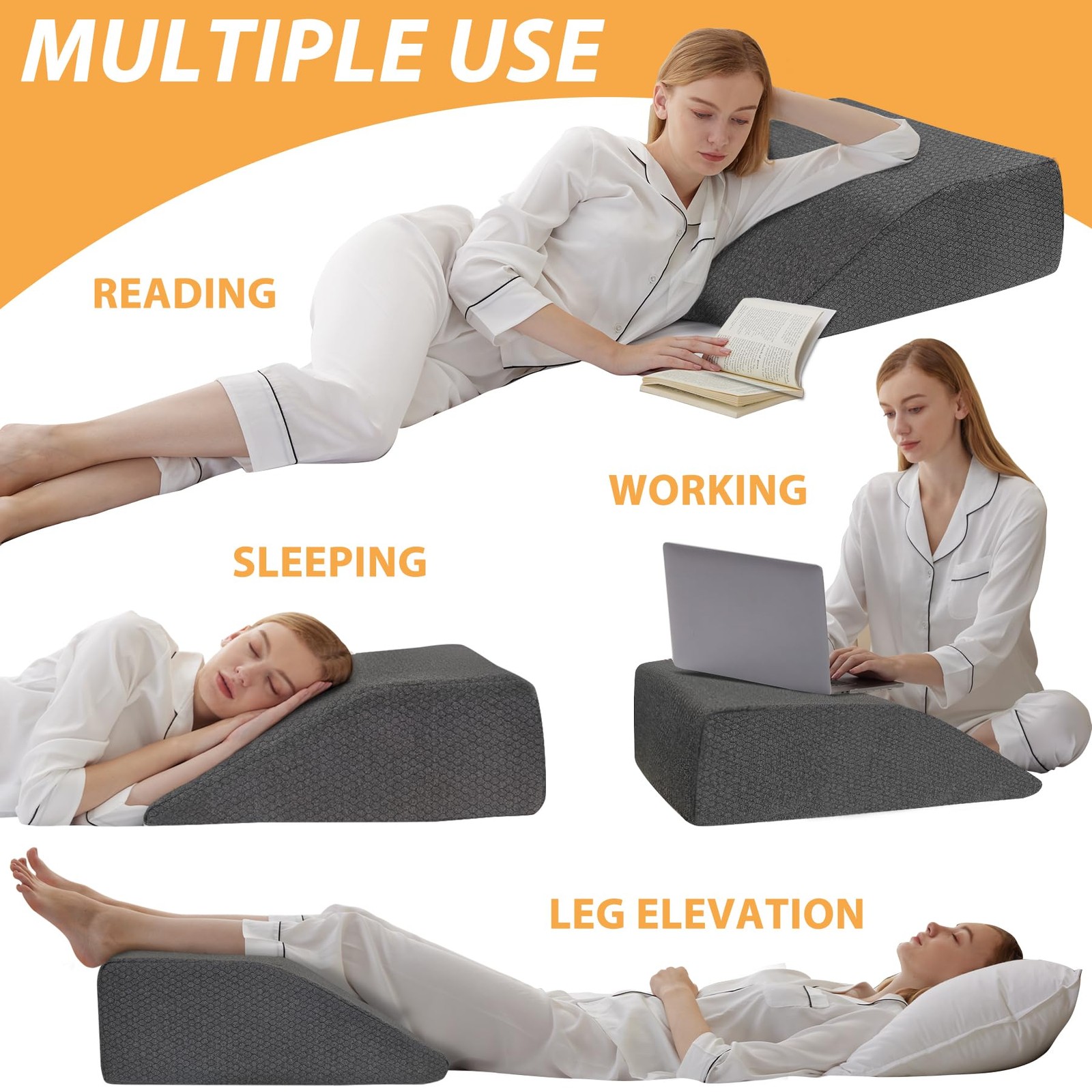 Bedluxe Leg Elevation Pillows, Pillows for Sleeping, 22*24+10, Black