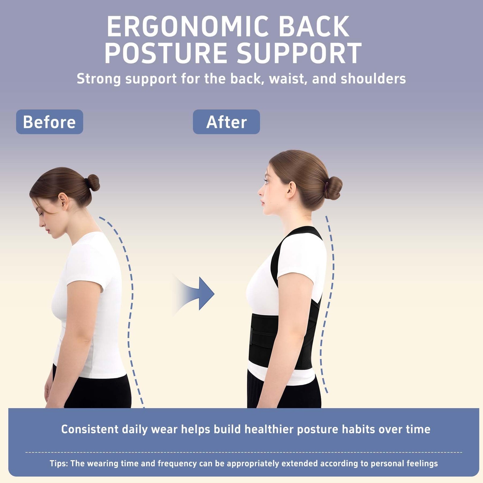 Posture Corrector for Women and Men, Full Back Brace Small, Black