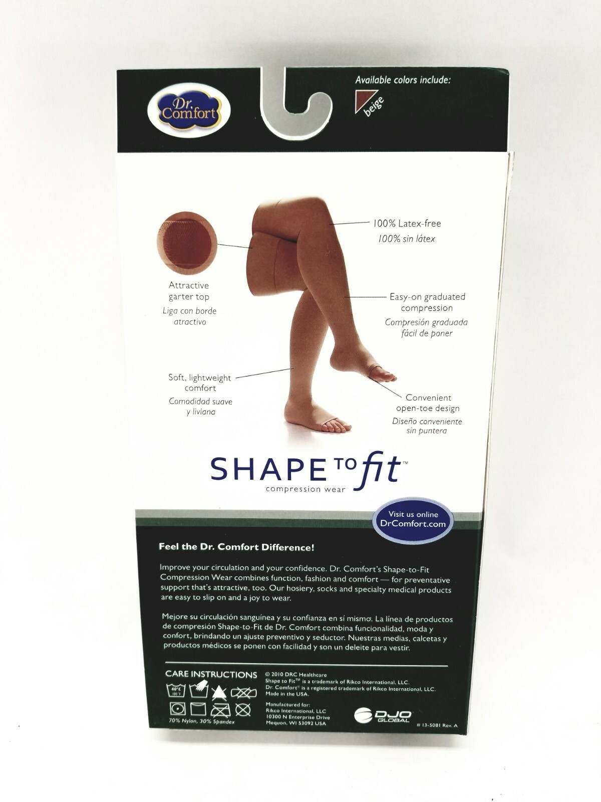 Dr Comfort Shape to Fit Medical Surgical Compression Legwear Unisex XL Beige