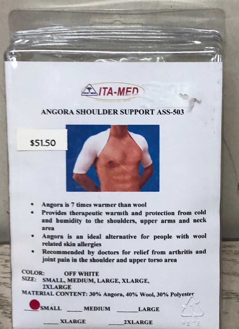 ITA-MED Angora Upper Back and Shoulder Warming Support ASS-503 Small NIB