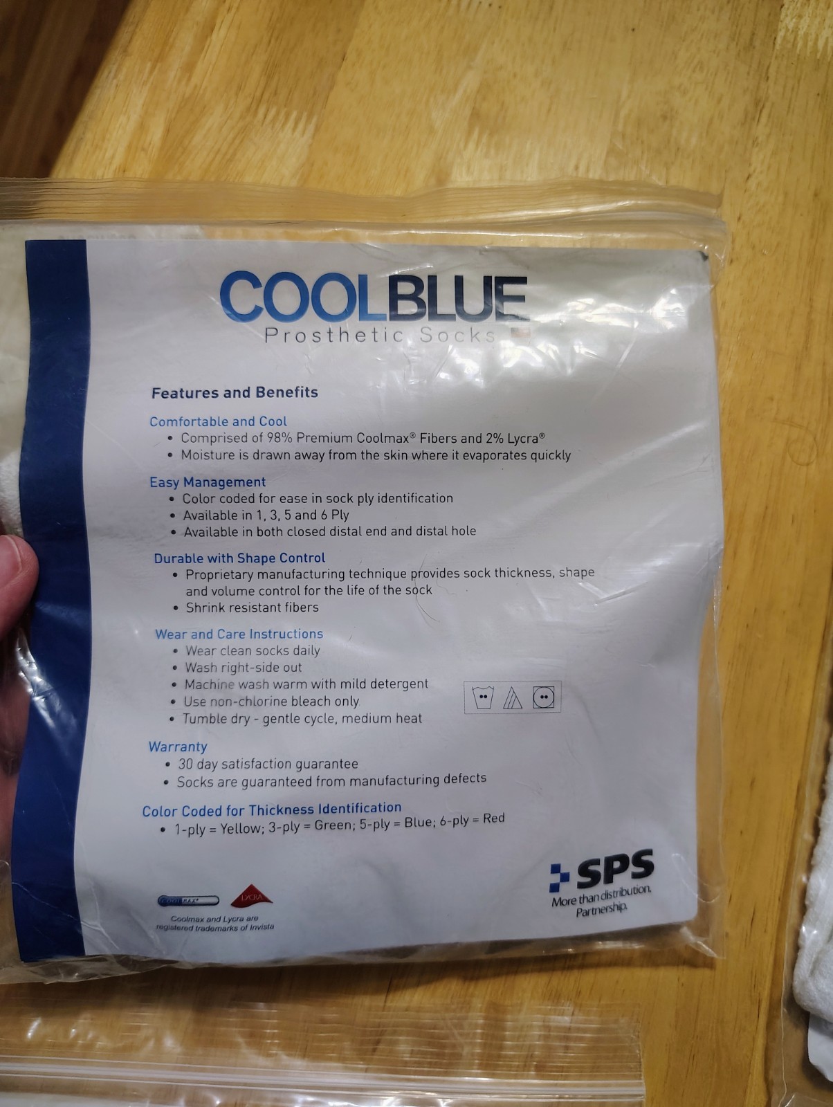 Cool Blue Prosthetic Sock; 3 Ply; Size 3,4; L 10-14; NEW CB3WDSH2