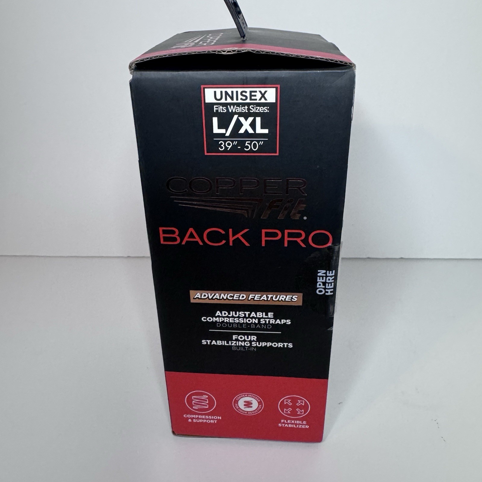 Copper Fit Black Back Pro Compression & Support W/ Adjustable Straps L / XL