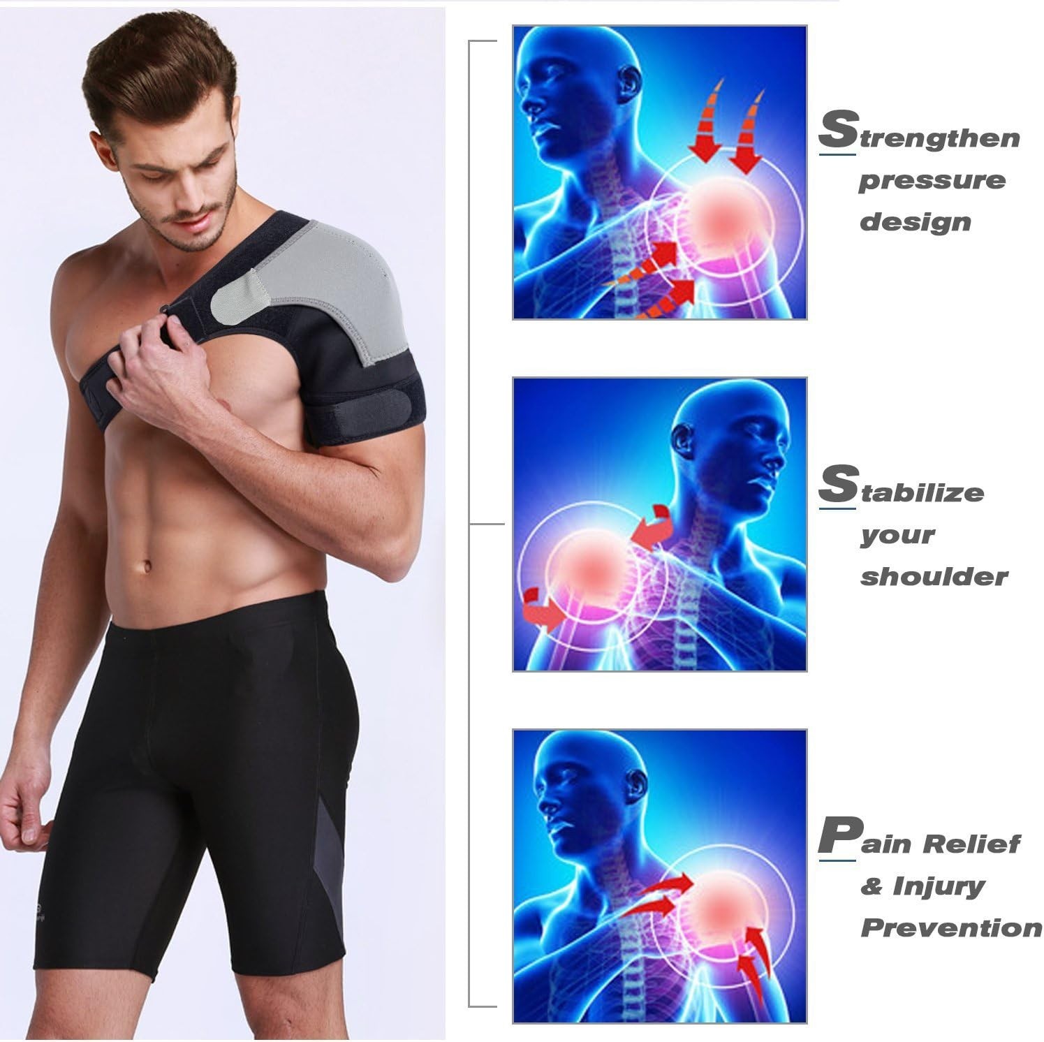 Breathable Neoprene Shoulder Support for Rotator Cuff and Injuries – Adult Size
