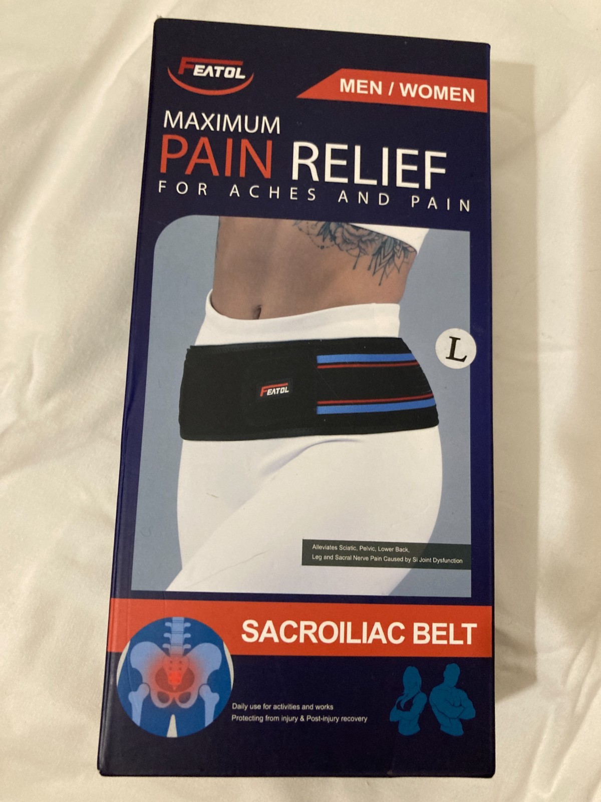 Featol, Sacroiliac Belt, For Aches and Pain Relief, Large