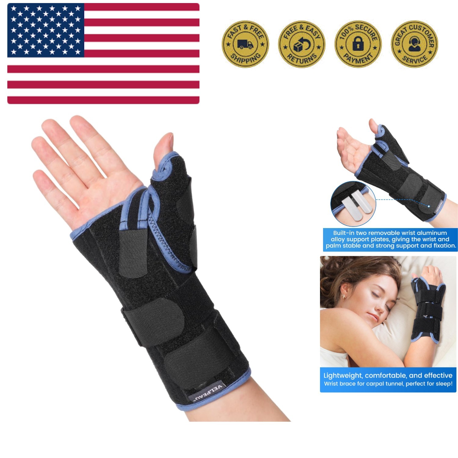 Carpal Tunnel Wrist Brace with Thumb Stabilizer Night Support, Completely Sta…