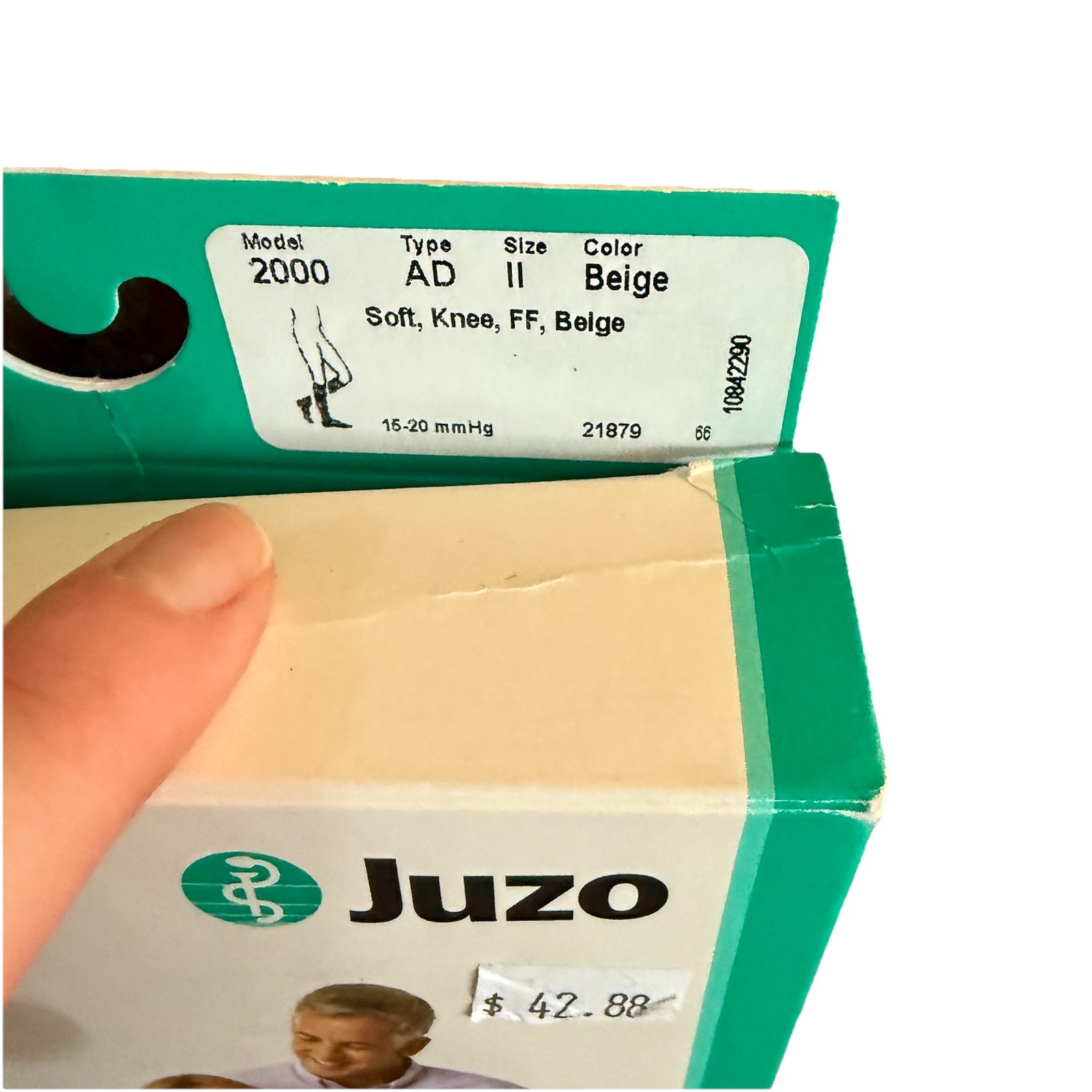 Juzo Soft Compression Stockings 2000 AD Size II 15-20mmHg Knee,FF, Petite Beige