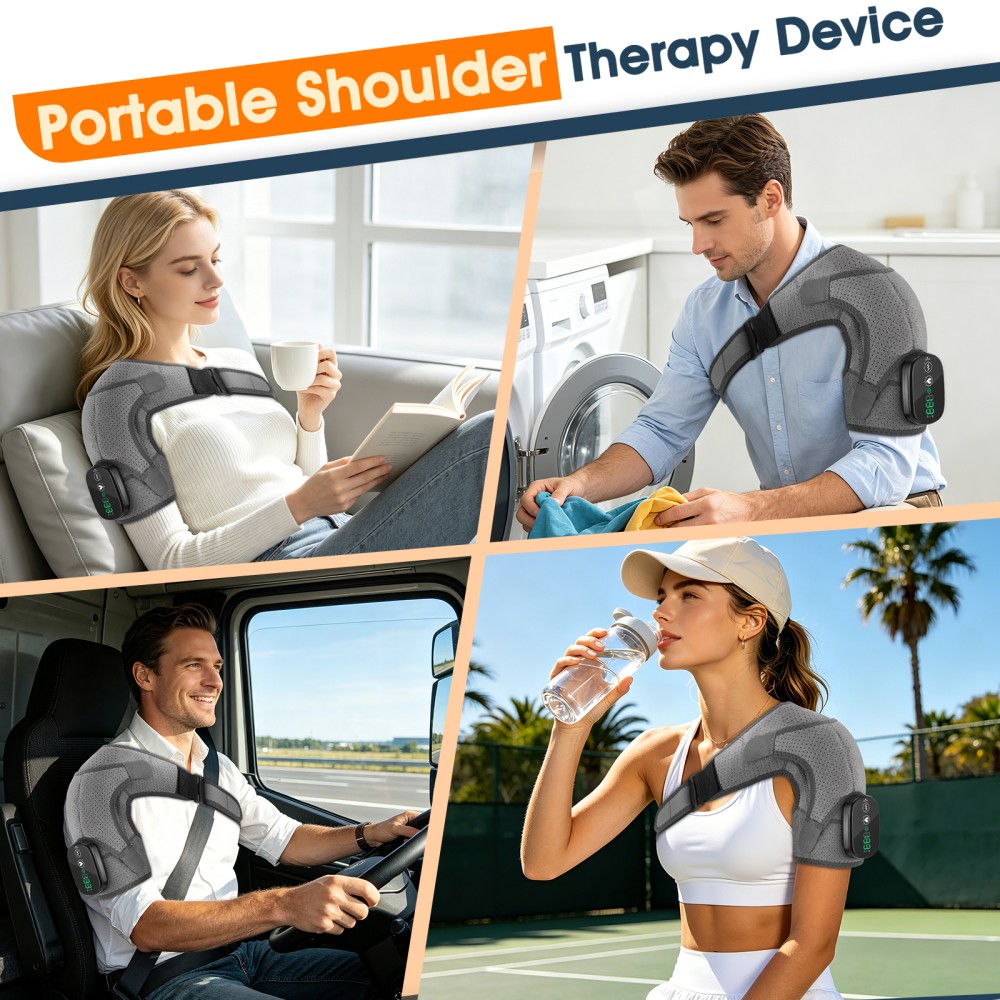 1-4x Heating Shoulder Wrap Vibration Massager Electric Heated Shoulder Support