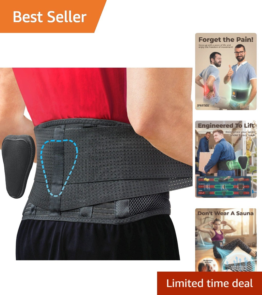 Breathable Black Back Brace for Lower Back Pain – Adjustable Size L for Comfort