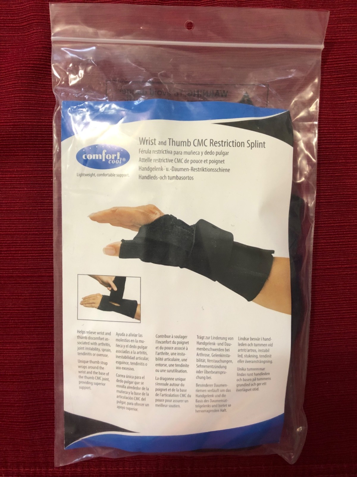 Comfort Cool Wrist & Thumb CMC Restriction Splint – Right Hand, Medium Size