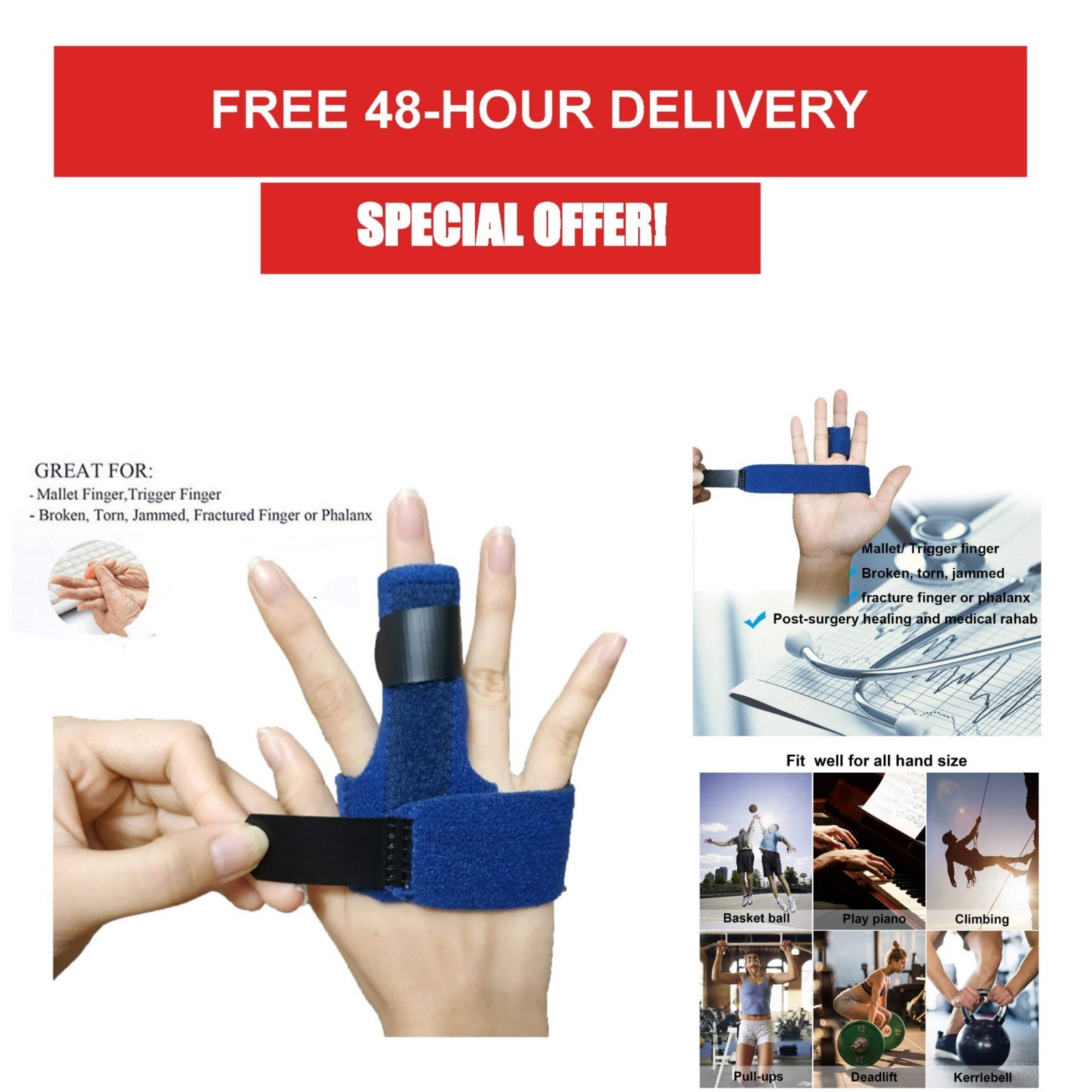 Mcvcoyh Trigger Finger Splint – Adjustable Finger Brace for Mallet Finger